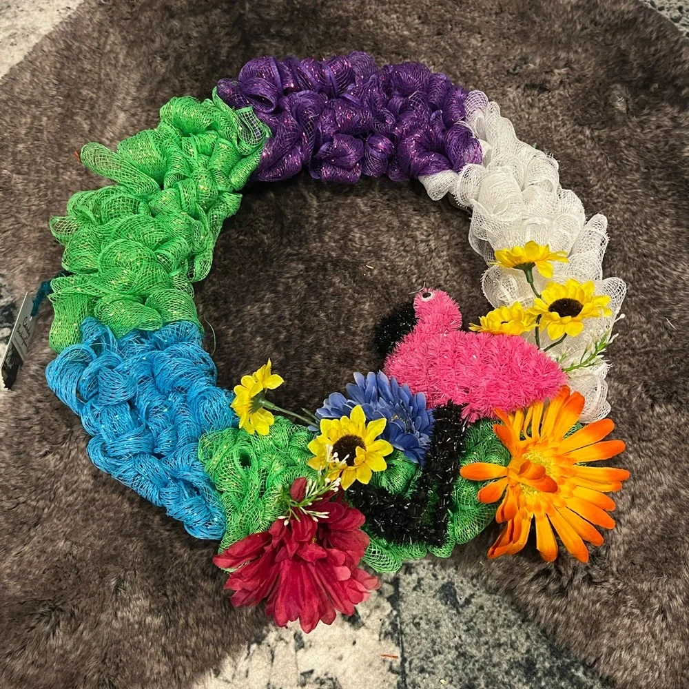 Handmade flamingo wreath